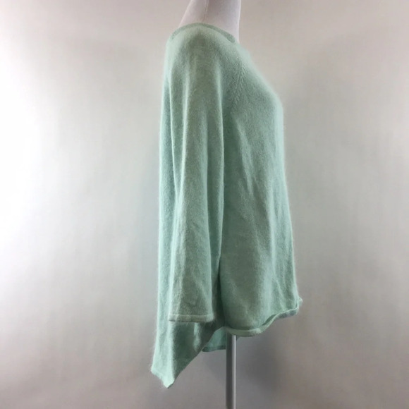 Go Along With ALU Green Knit Crewneck Sweater Womens Medium Split Open Back Soft - Picture 2 of 8